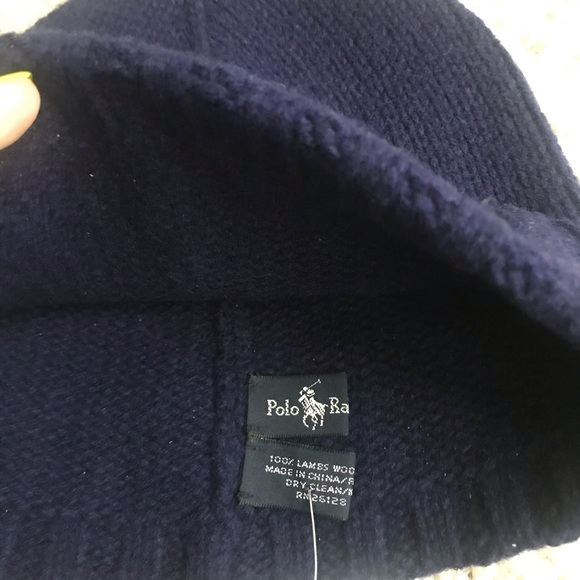 Lot 2 Ralph Lauren Polo Wool Beanies Blue - Picture 6 of 11